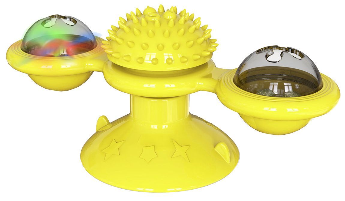 Rotating Suction Cup Cat Toy with Catnip and LED Ball