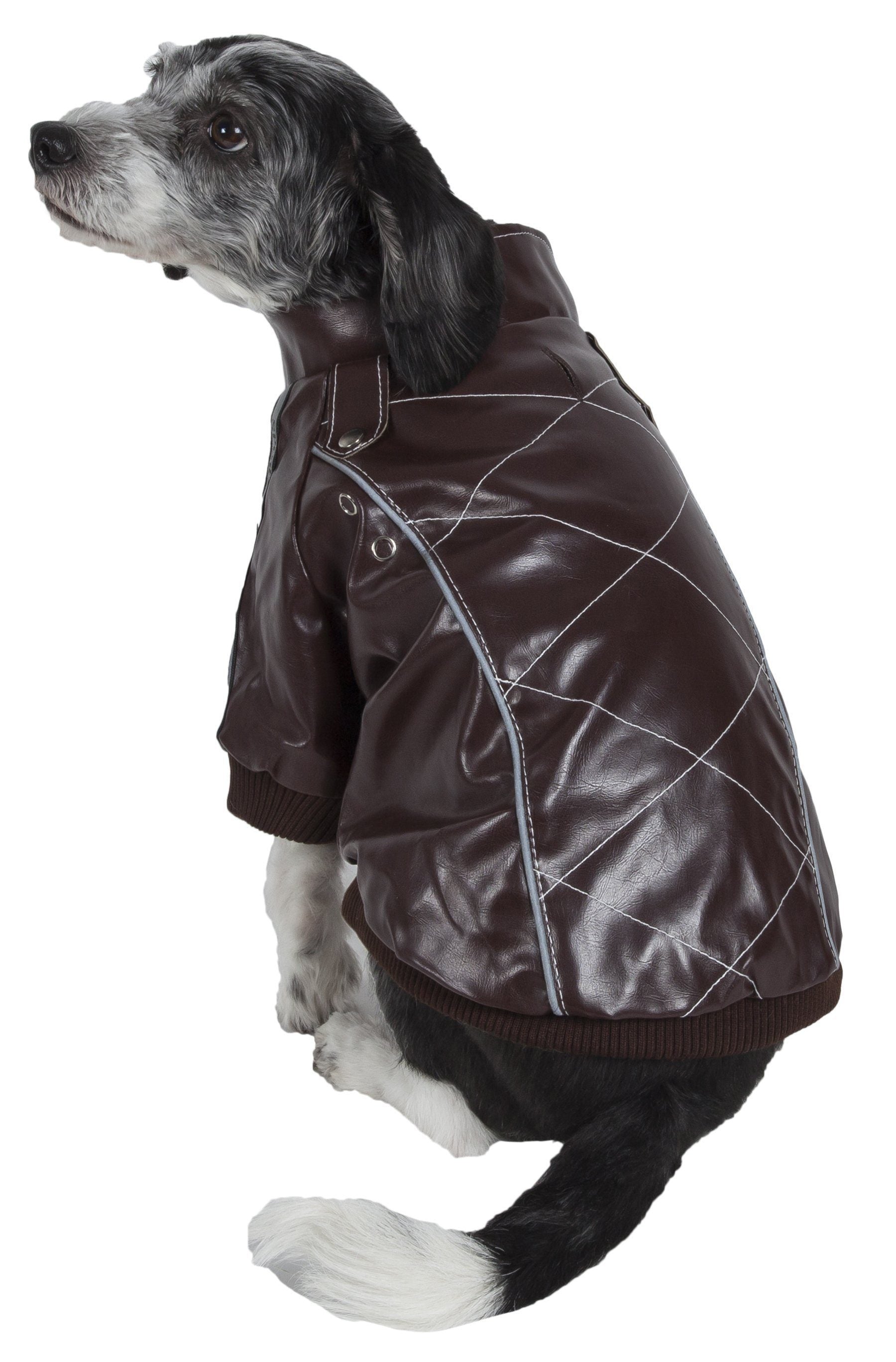 Tough Rider Fashion Dog Coat with Cross-Stitch and Button Accents