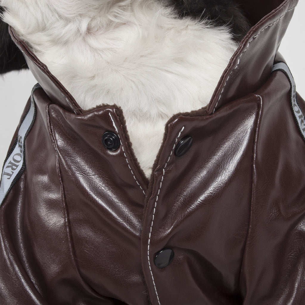 Tough Rider Fashion Dog Coat with Cross-Stitch and Button Accents