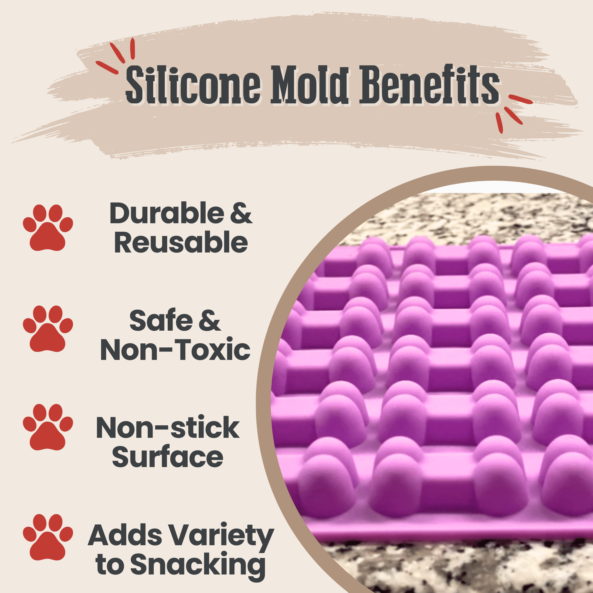 Silicone Treat Mold for Homemade Dog and Cat Snacks, 4.25" x 6.75"