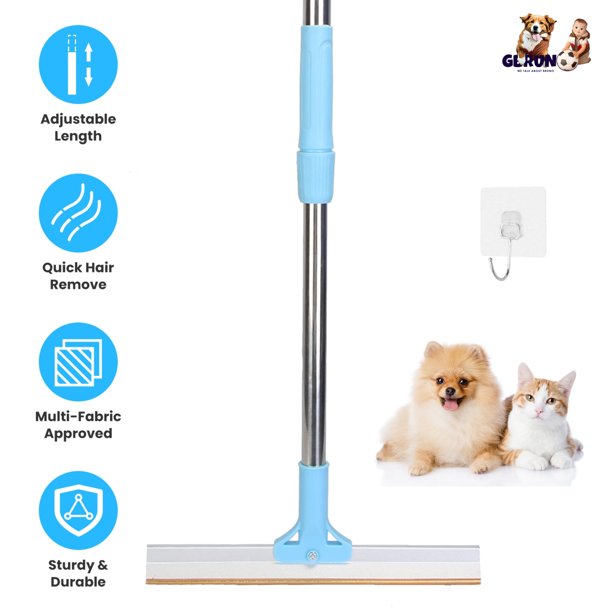 Pet Hair Removal Rake with Telescopic Handle