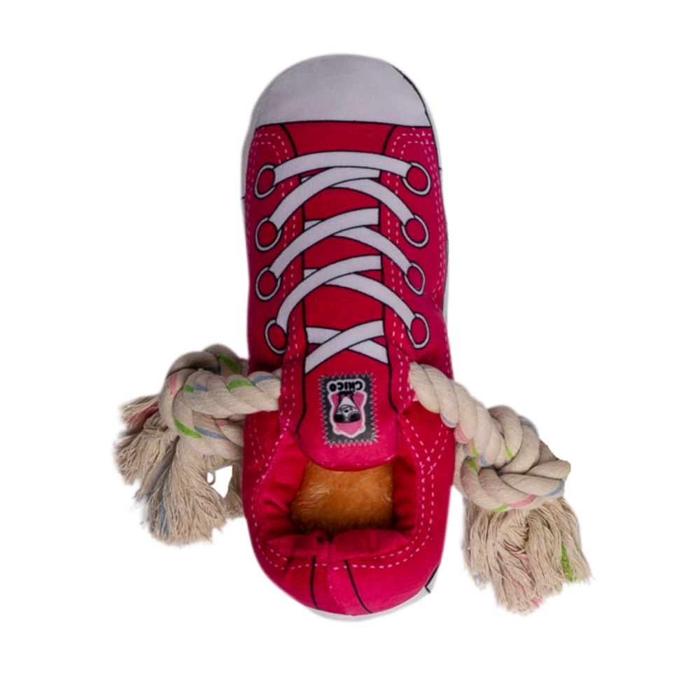Squeaky Comfort Plush Sneaker Dog Toy – Pink