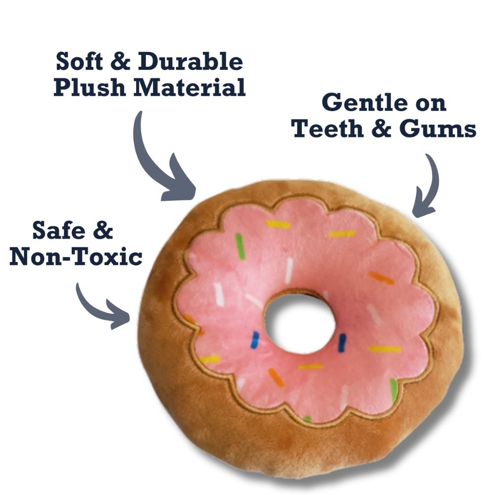 Strawberry Donut Plush Dog Toy, 5.7" for Small to Medium Dogs
