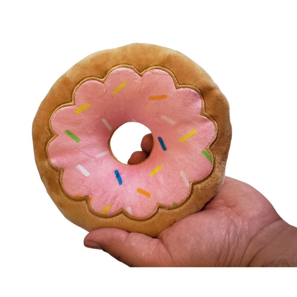 Strawberry Donut Plush Dog Toy, 5.7" for Small to Medium Dogs