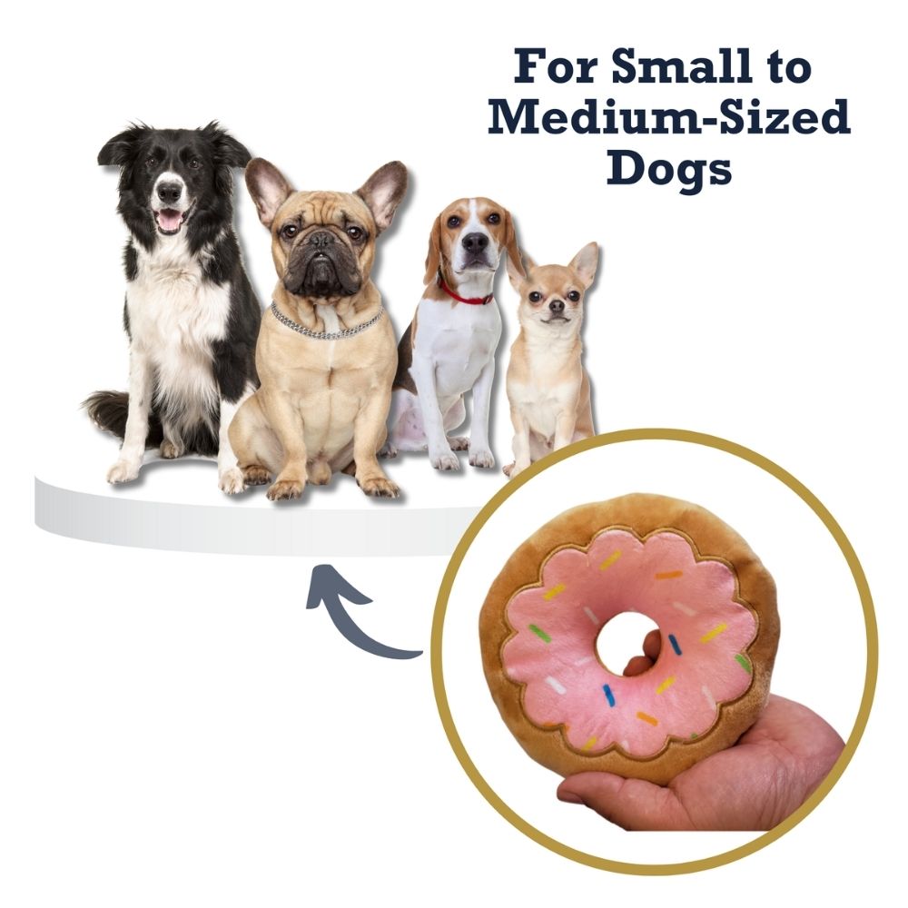 Strawberry Donut Plush Dog Toy, 5.7" for Small to Medium Dogs