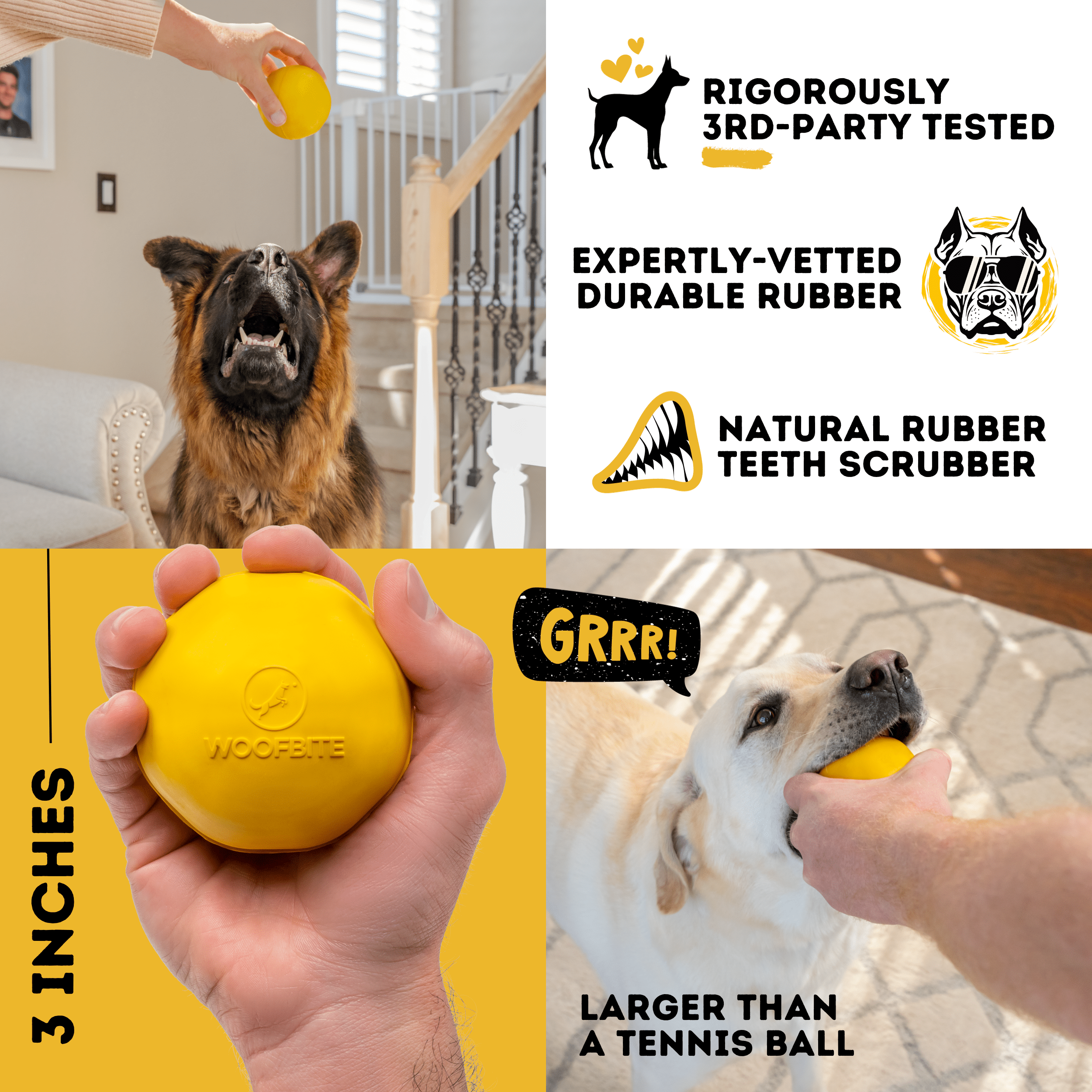 Heavy-Duty Natural Rubber Dog Chew Toy for Large Breeds