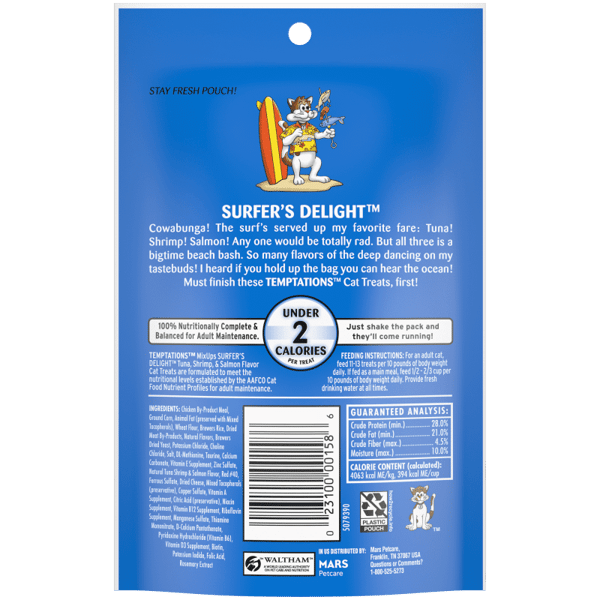 Seafood Flavor Cat Treats for Adult Cats, Crunchy Outside, Soft Center