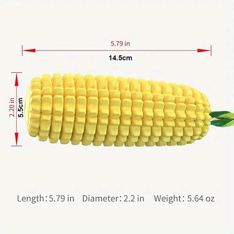 Puppy Dog Chew Toy with Squeaker, Textured Corn Shape, 5.8 Inch