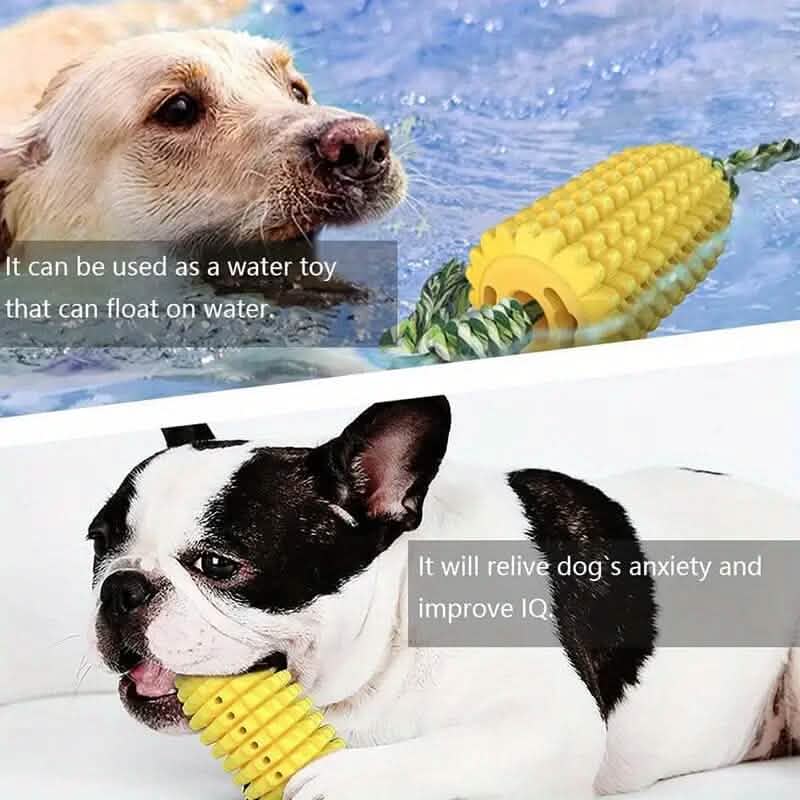 Puppy Dog Chew Toy with Squeaker, Textured Corn Shape, 5.8 Inch