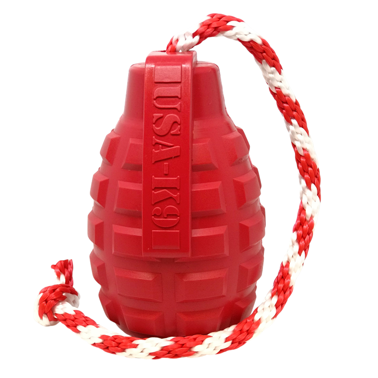 USA-K9 Grenade Rubber Dog Chew Toy, Large (30-60 lbs)