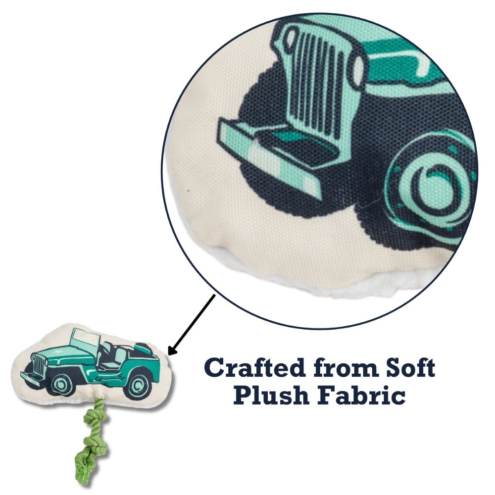 Retro Army Jeep Plush Dog Toy for Medium & Large Dogs