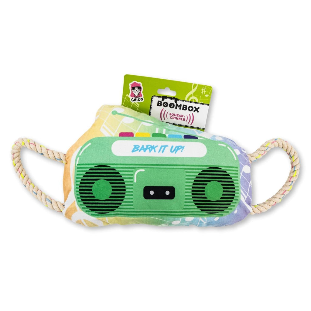 Retro Boombox Plush Dog Toy with Squeaker and Crinkle