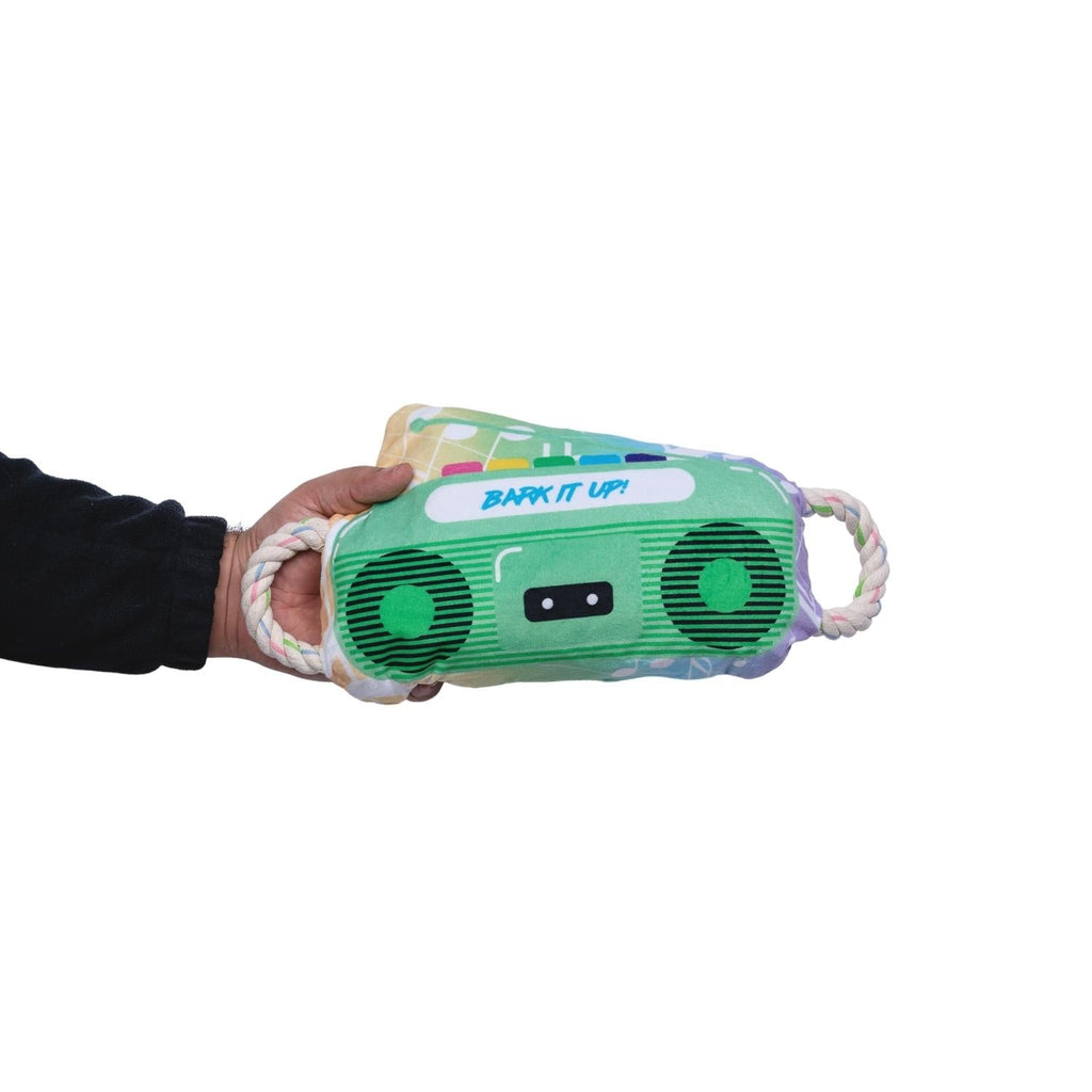 Retro Boombox Plush Dog Toy with Squeaker and Crinkle