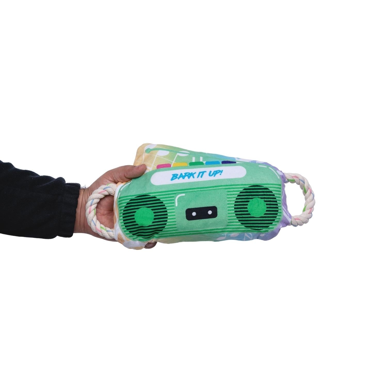 Retro Boombox Plush Dog Toy with Squeaker and Crinkle