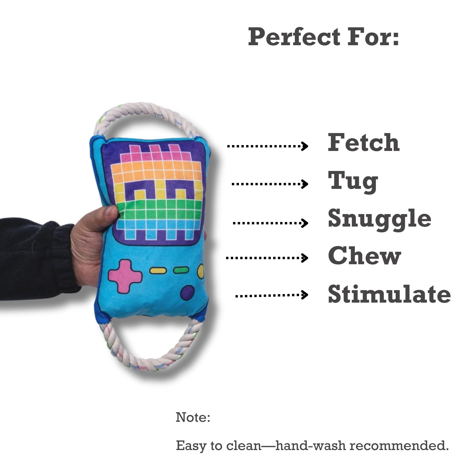 Retro Gamer Plush Dog Toy with Crinkle and Squeaker