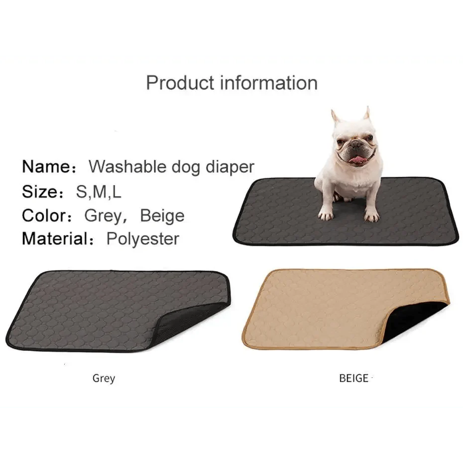 Washable Pet Diaper Mat with Non-Slip Backing, Grey or Beige