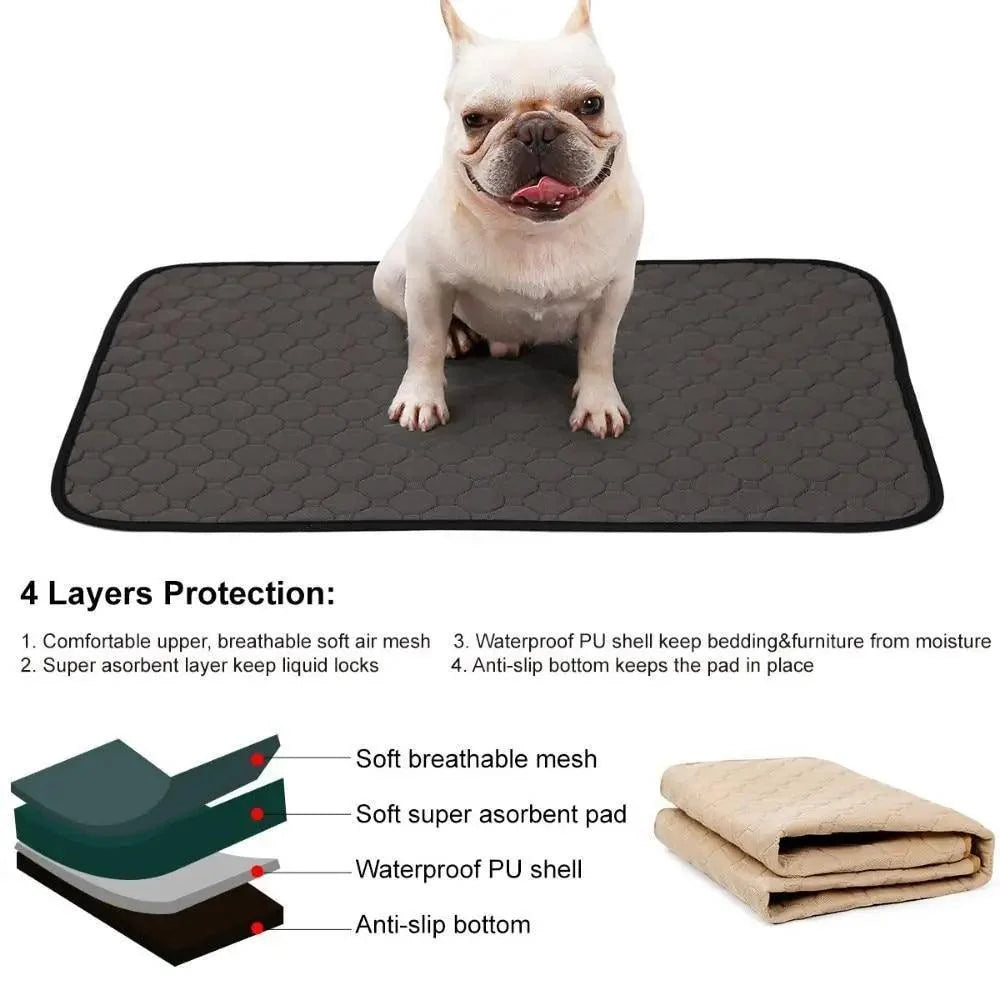Washable Pet Diaper Mat with Non-Slip Backing, Grey or Beige