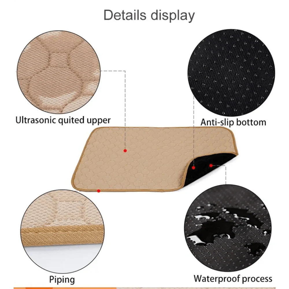 Washable Pet Diaper Mat with Non-Slip Backing, Grey or Beige