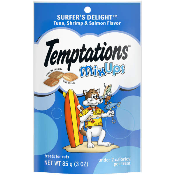 Seafood Flavor Cat Treats for Adult Cats, Crunchy Outside, Soft Center