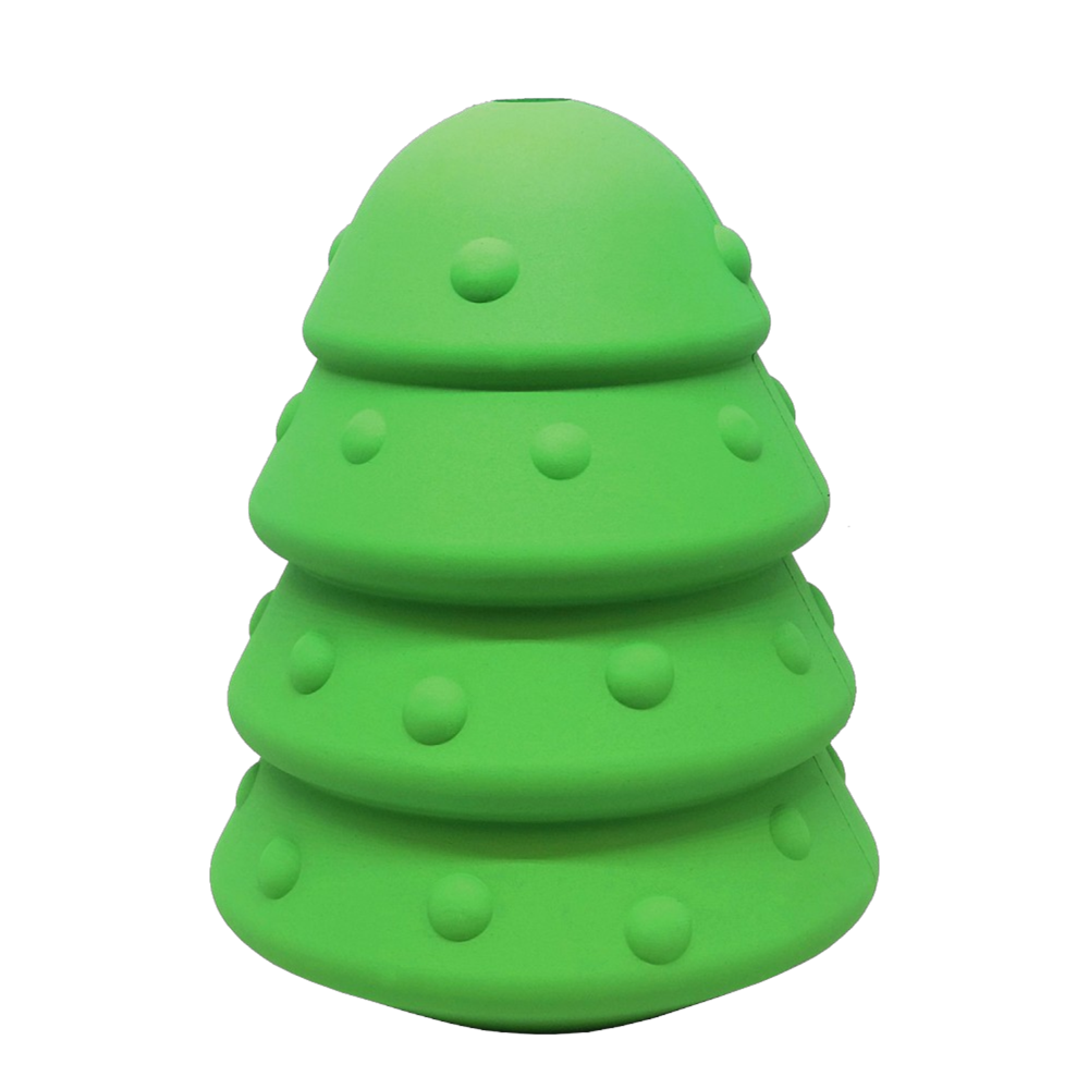 Christmas Tree Treat Dispenser for Large Dogs – Natural Rubber, Green