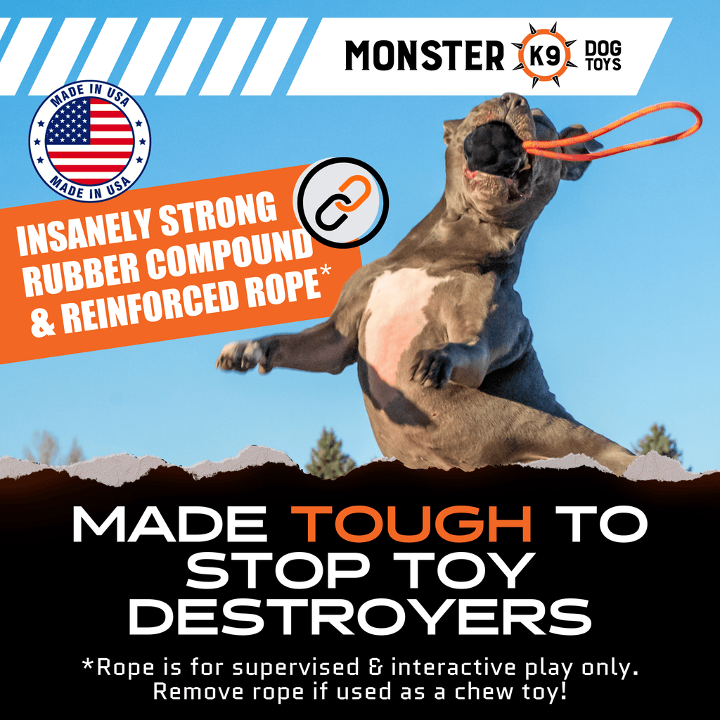 Heavy-Duty Natural Rubber Dog Toy with Rope Handle