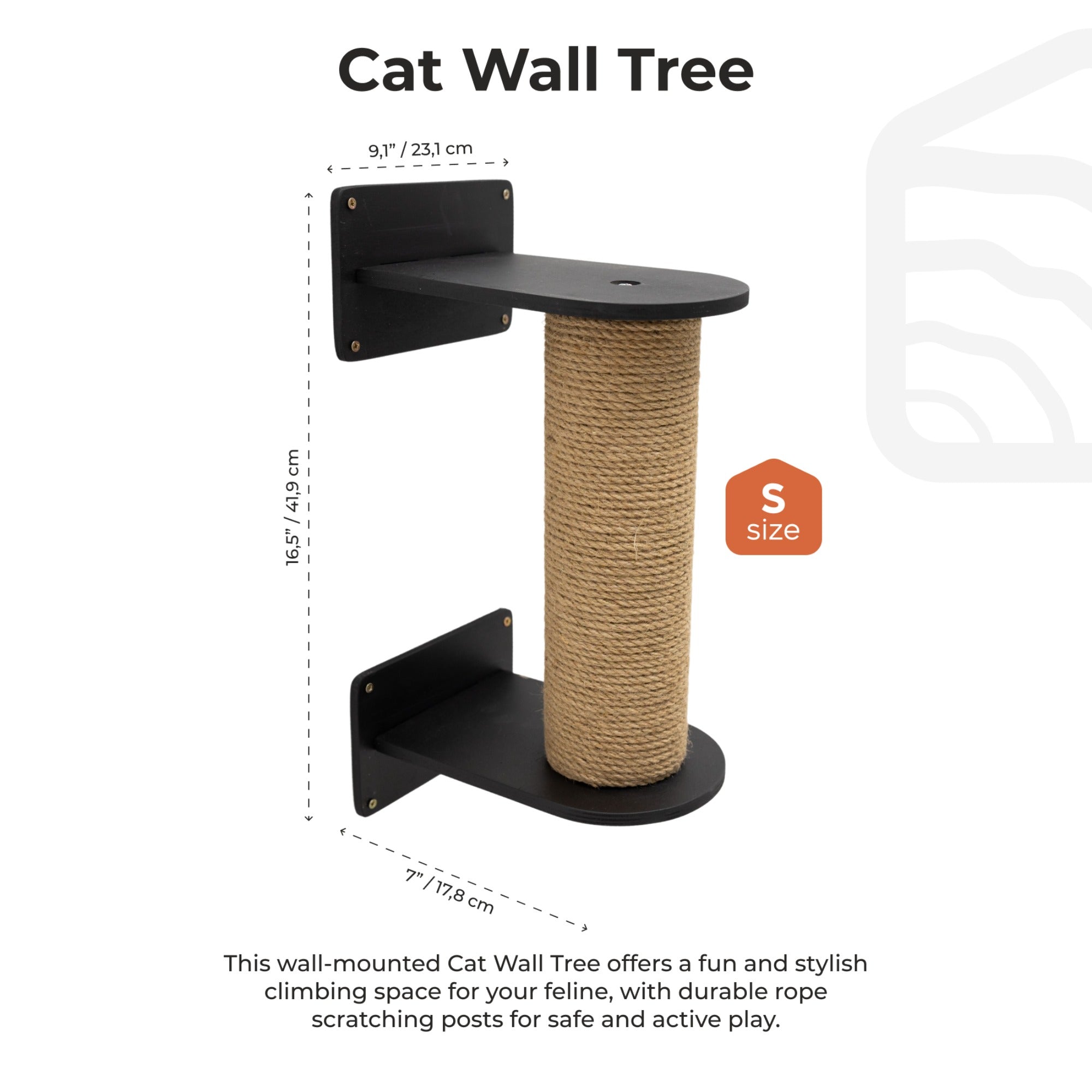 Small Cat Tree – Black, Plywood and Felt, Compact Design