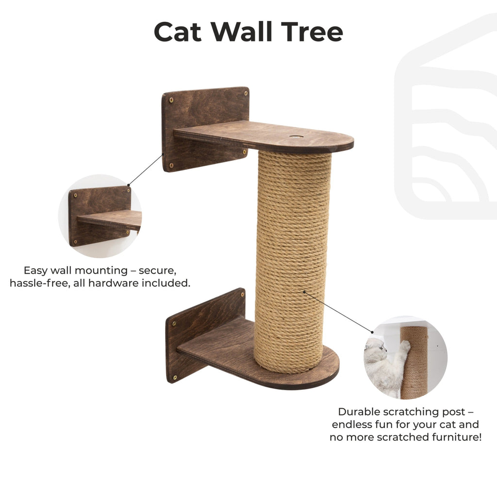 Small Cat Tree – Dark Walnut, Plywood & Felt