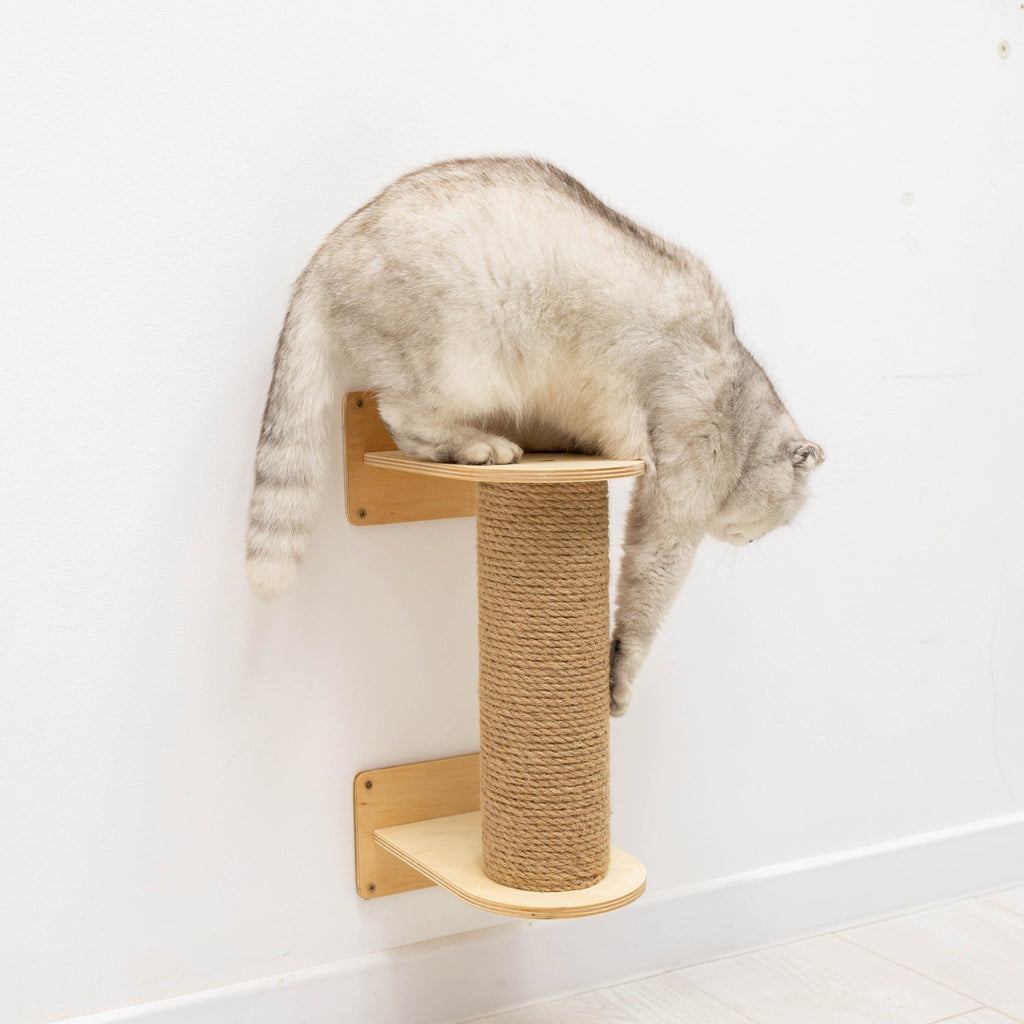 Small Cat Tree – Light, Compact Plywood & Felt for Kittens and Seniors