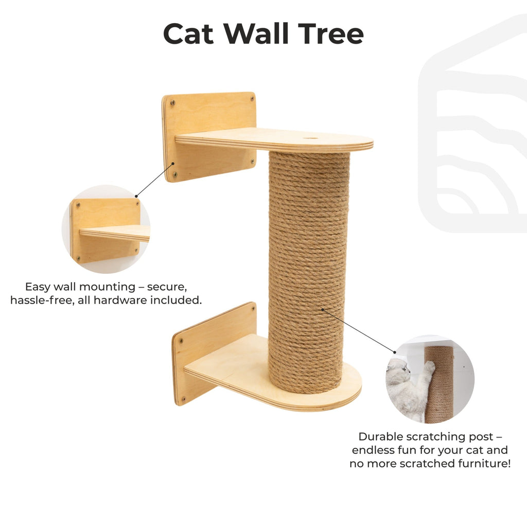 Small Cat Tree – Light, Compact Plywood & Felt for Kittens and Seniors