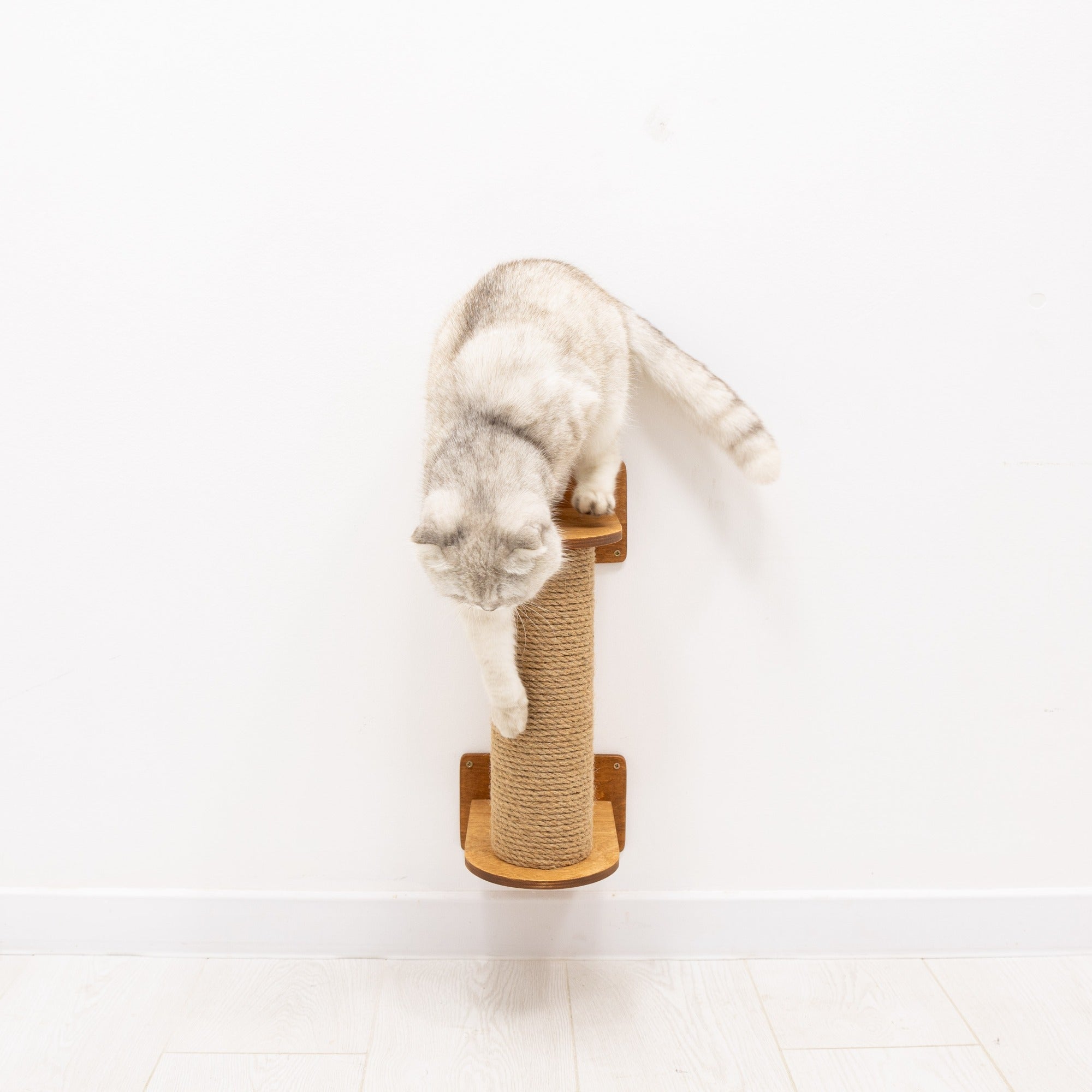 Small Cat Tree – Oak Finish, Plywood and Sisal Scratching Post