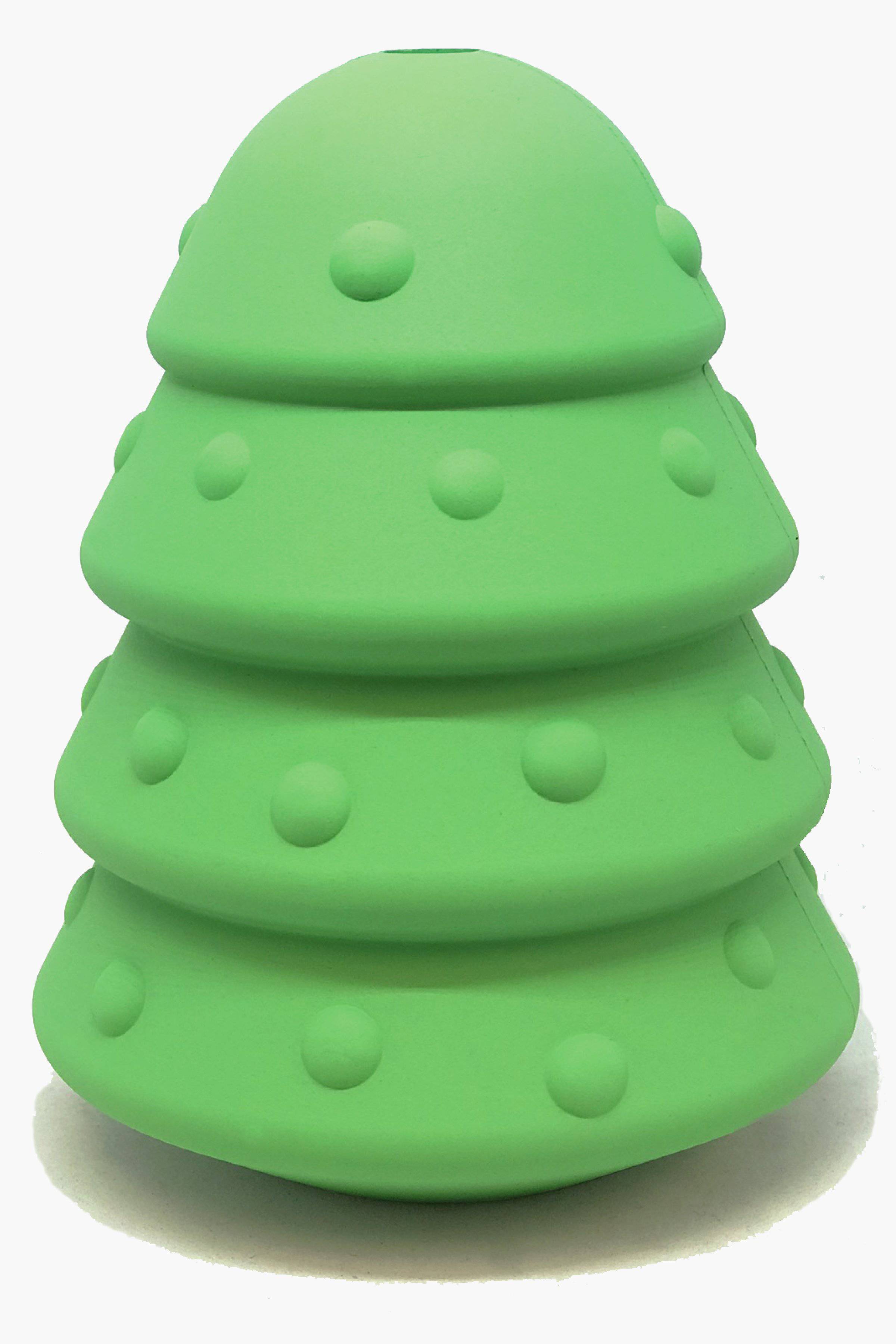 Christmas Tree Treat Dispenser for Large Dogs – Natural Rubber, Green
