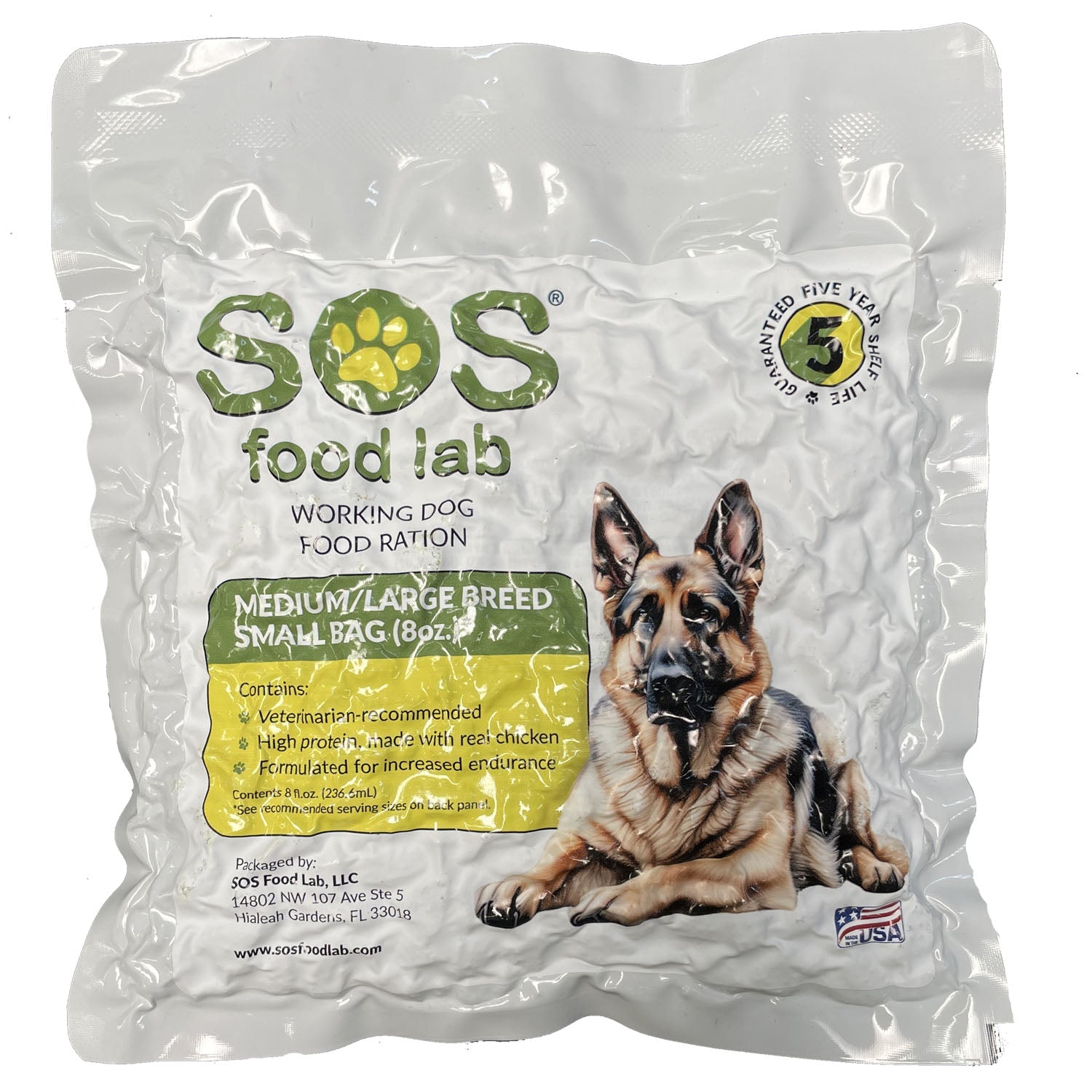 Emergency Dog Food Pack with Real Chicken, 8 oz or 40 oz Pouch