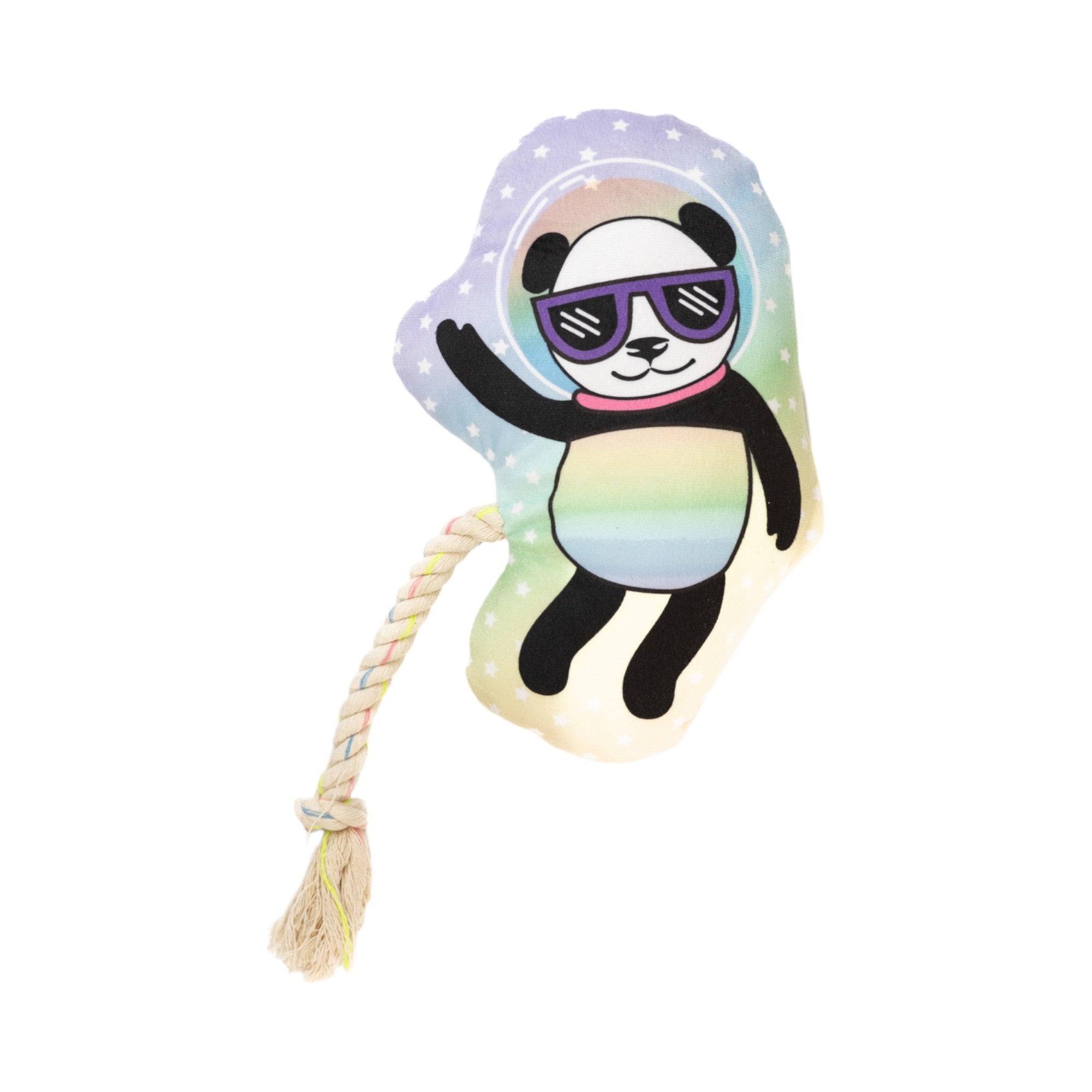 Space Panda Plush Dog Toy with Squeaker and Crinkle Body