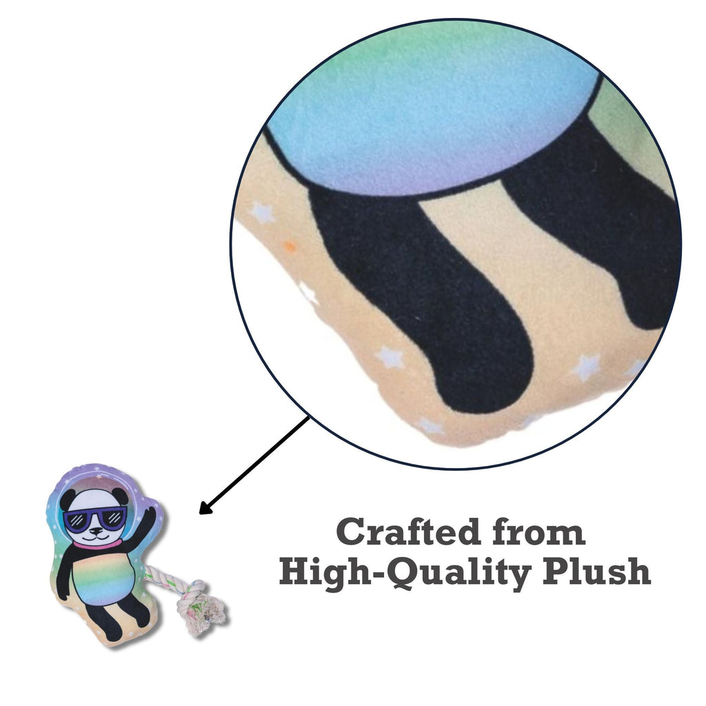 Space Panda Plush Dog Toy with Squeaker and Crinkle Body