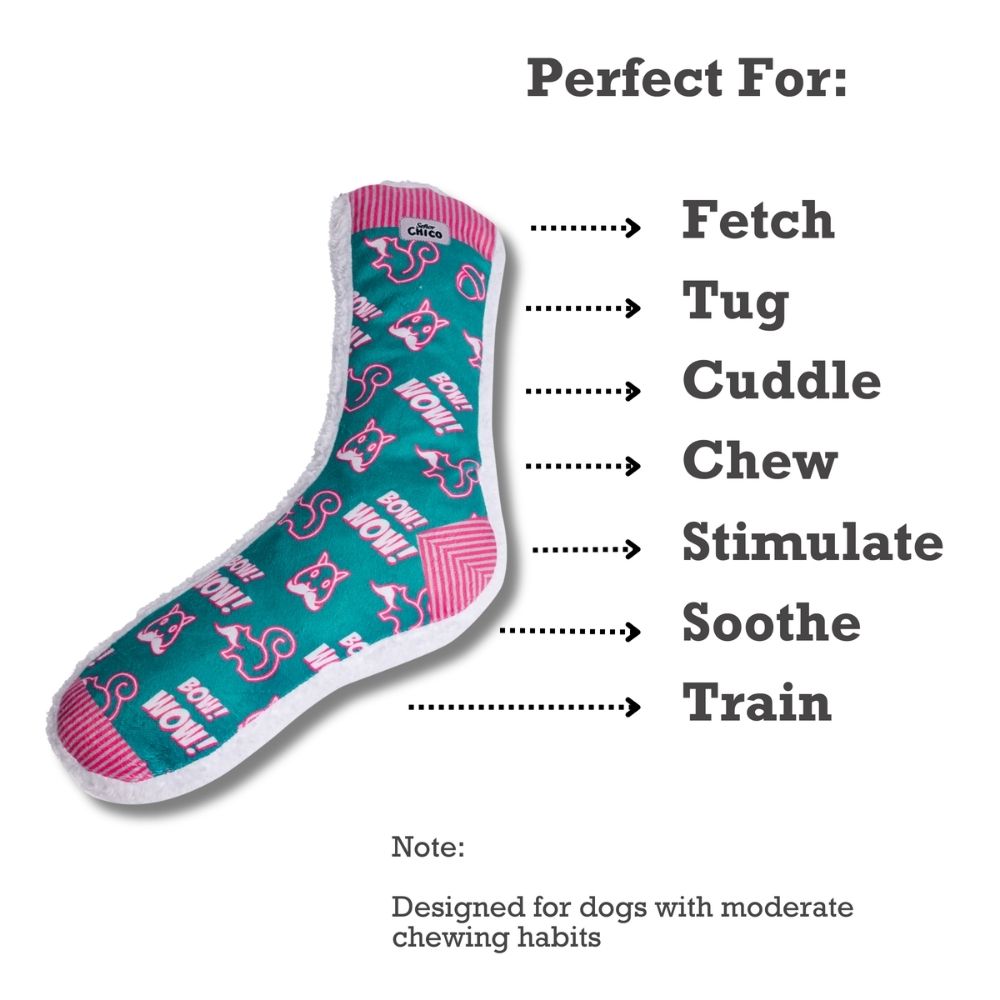 Squeaky Sock Plush Dog Toy with Squirrel Design
