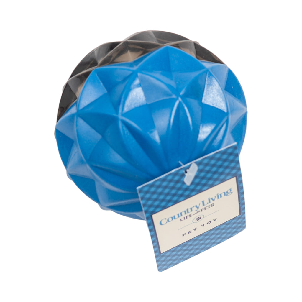 Geometric Textured Rubber Ball Chew Toy with Squeaker for Dogs