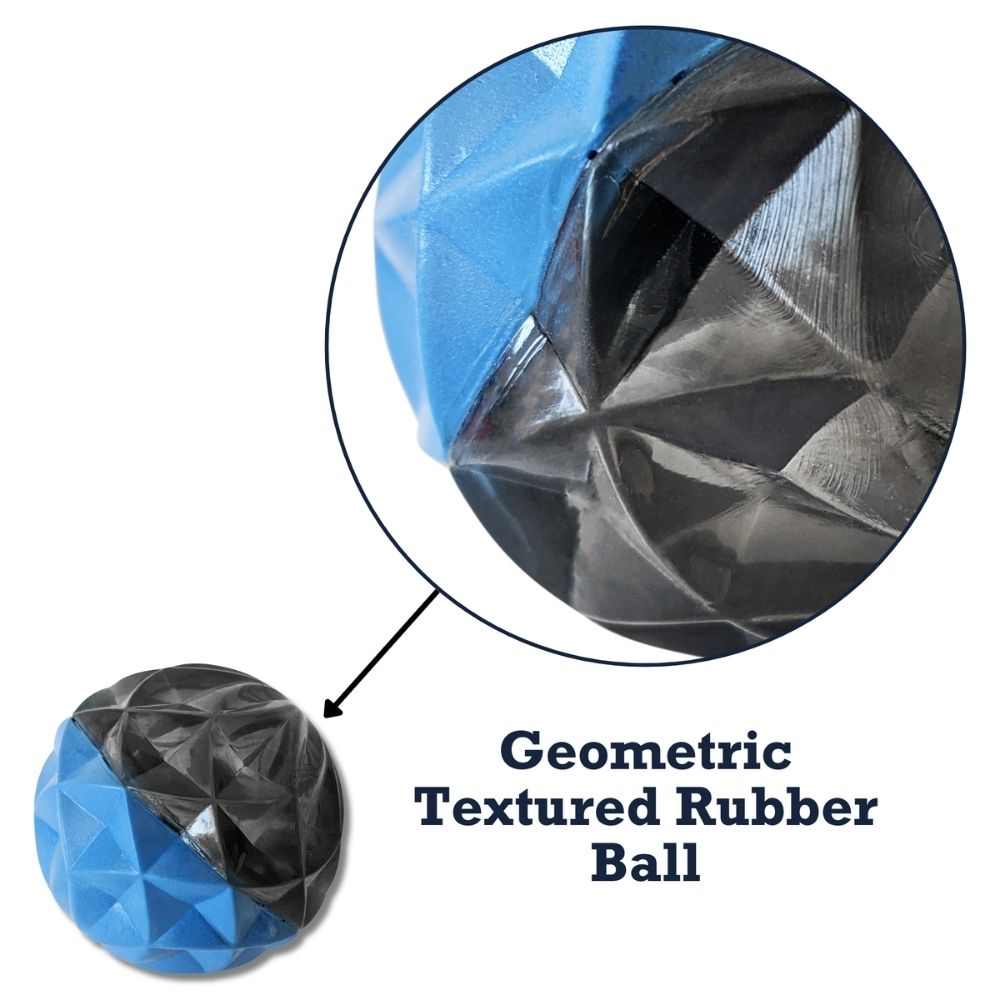 Geometric Textured Rubber Ball Chew Toy with Squeaker for Dogs