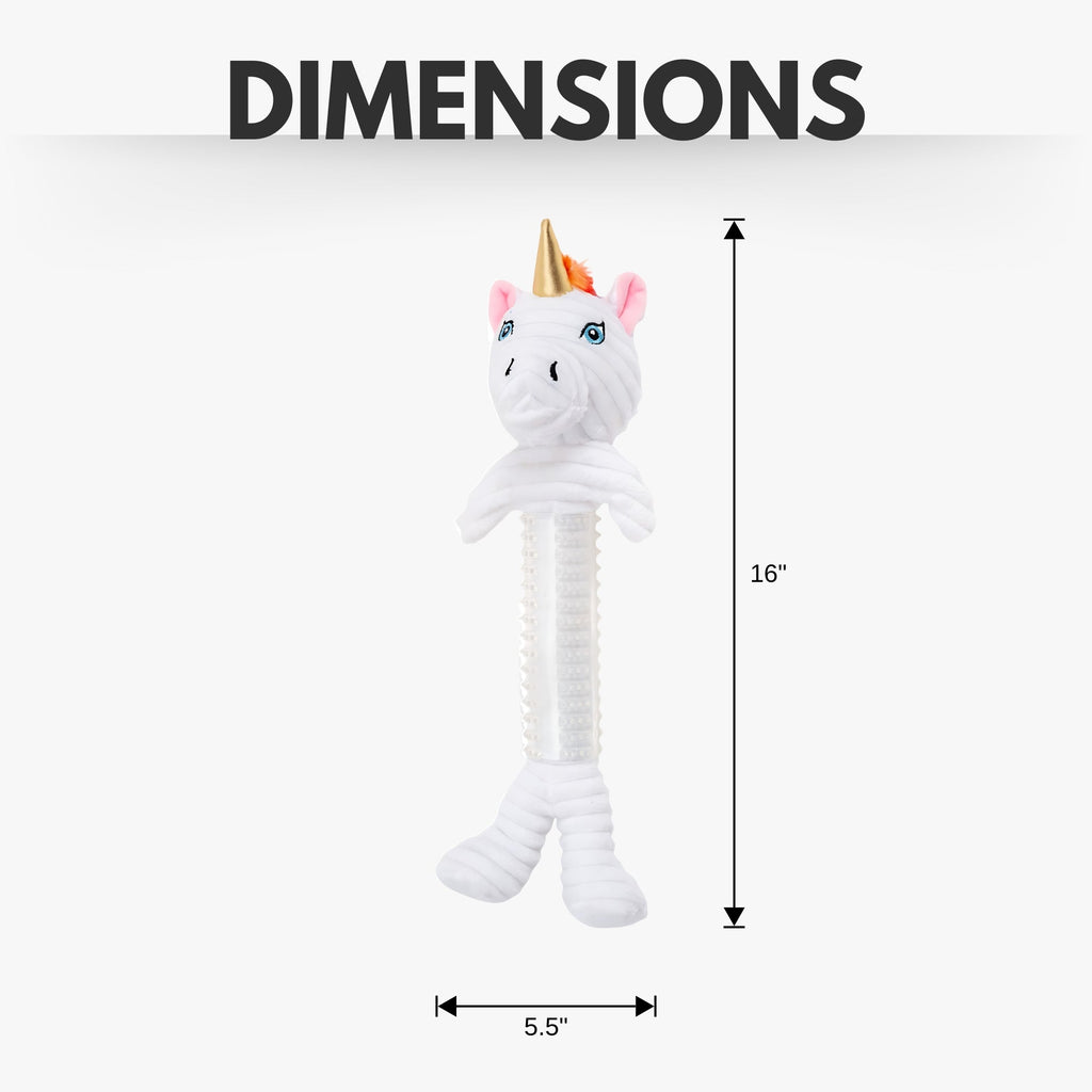 Unicorn Corduroy & Rubber Dog Toy with Squeaker and Crinkle