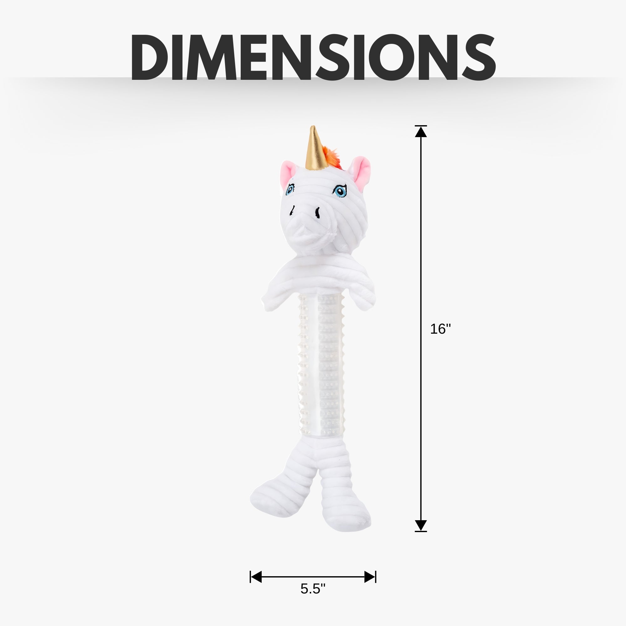 Unicorn Corduroy & Rubber Dog Toy with Squeaker and Crinkle