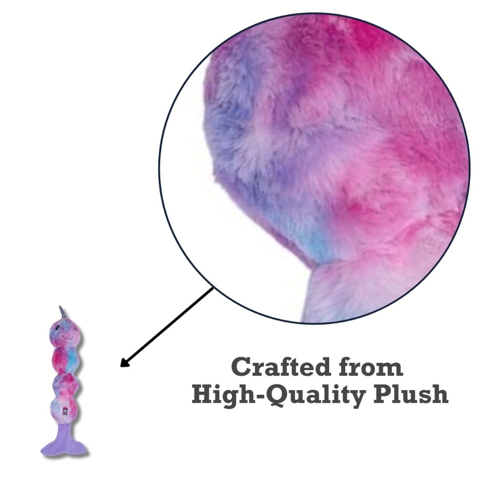 Tie Dye Skinny Narwhal Plush Dog Toy for Medium & Large Dogs