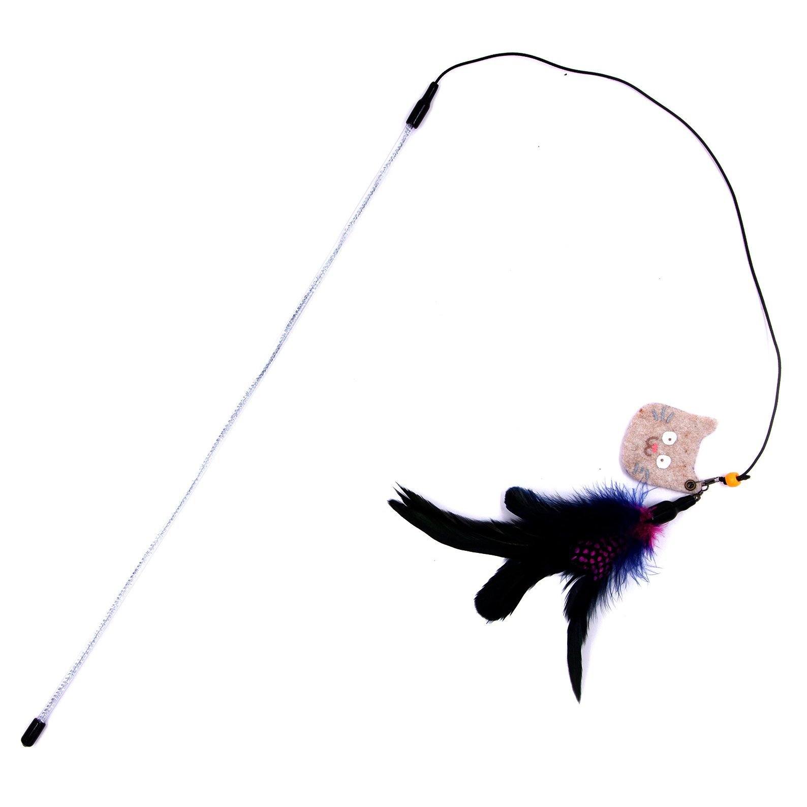 Touchcat Fox-Tail Designer Wand Cat Teaser with Glitter Handle