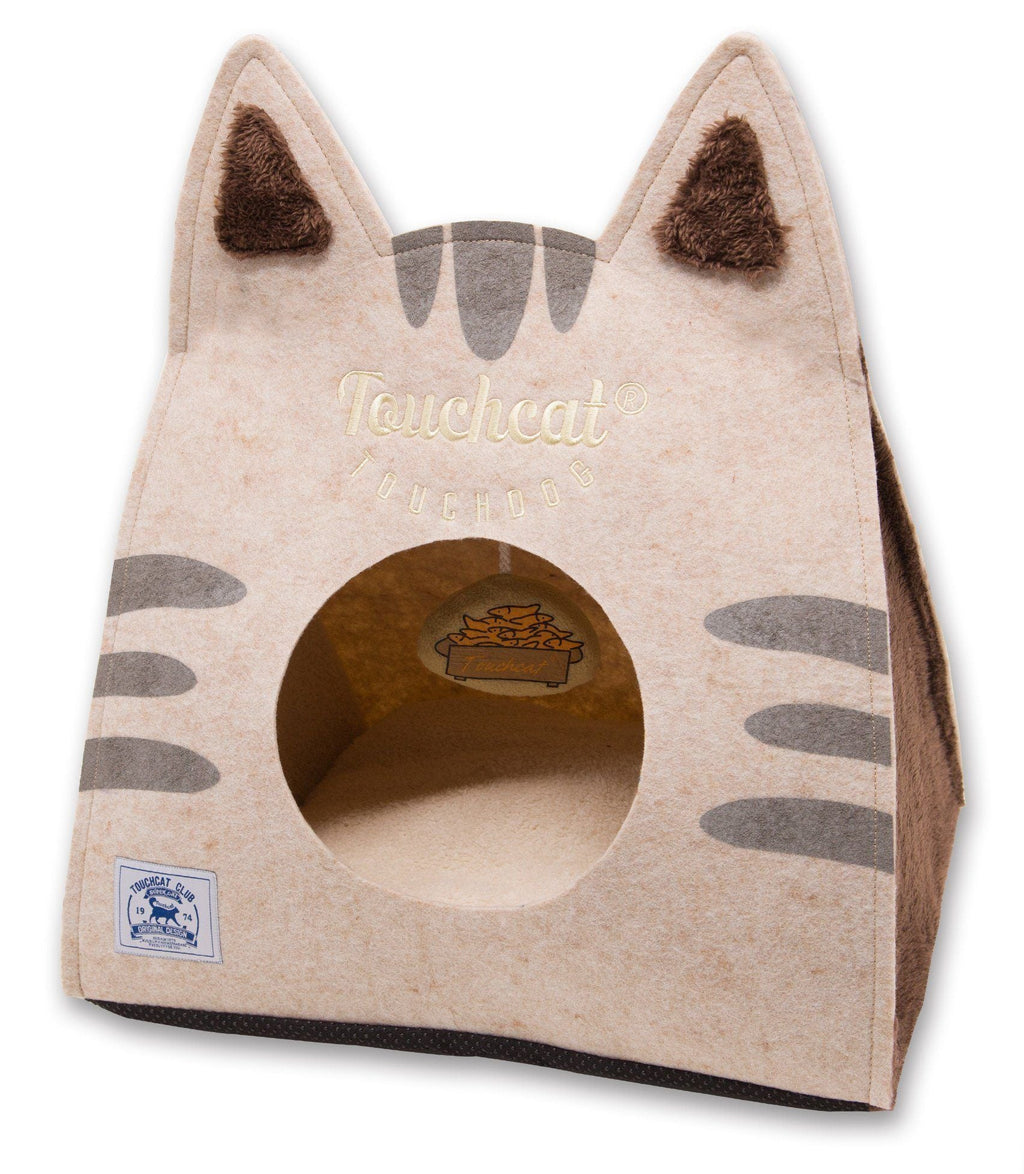 Folding Kitty-Ear Cat Bed with Plush Cushion, 19.7" x 13.8" x 18.9"