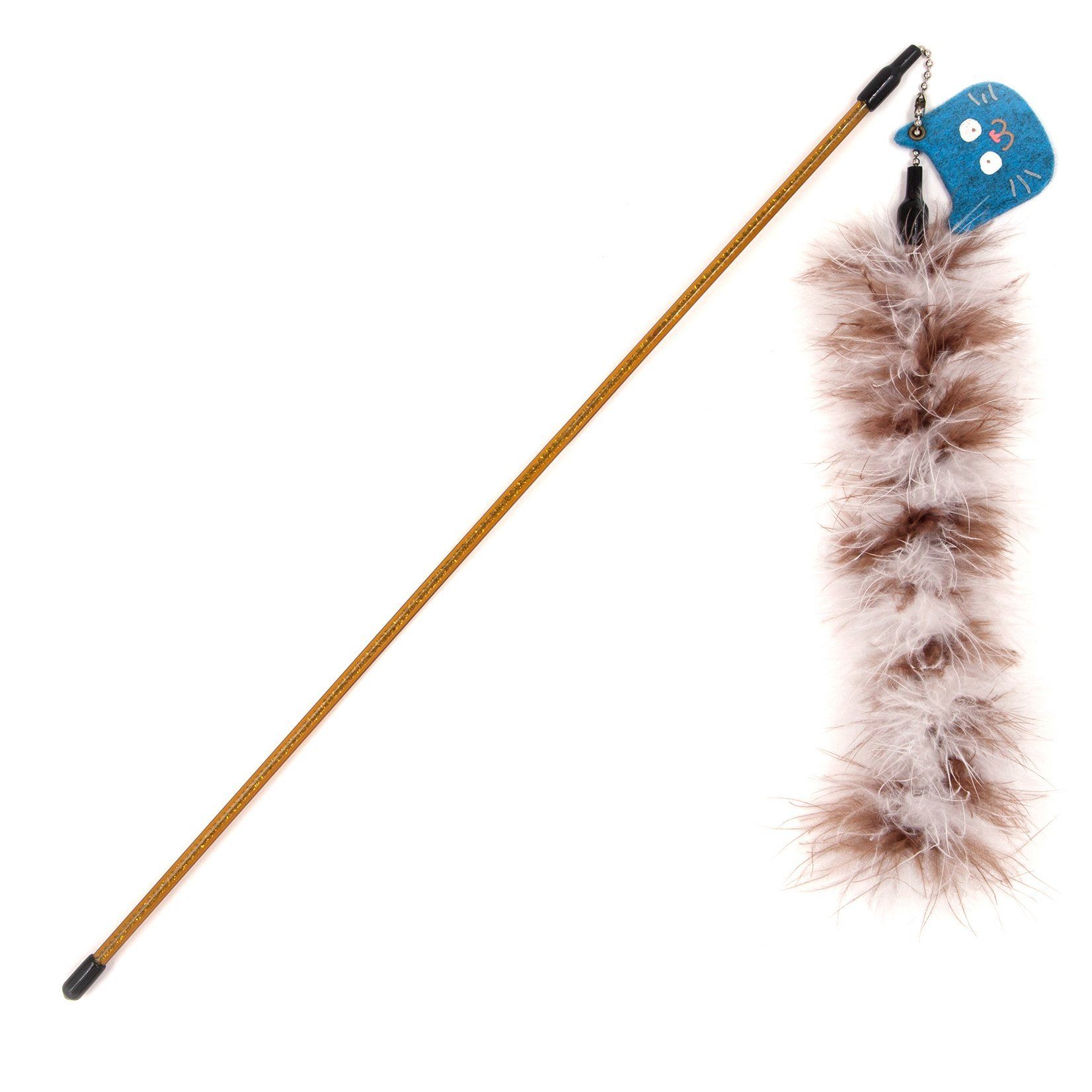 Tail-Feather Designer Wand Cat Teaser with Fox-Tail Accent