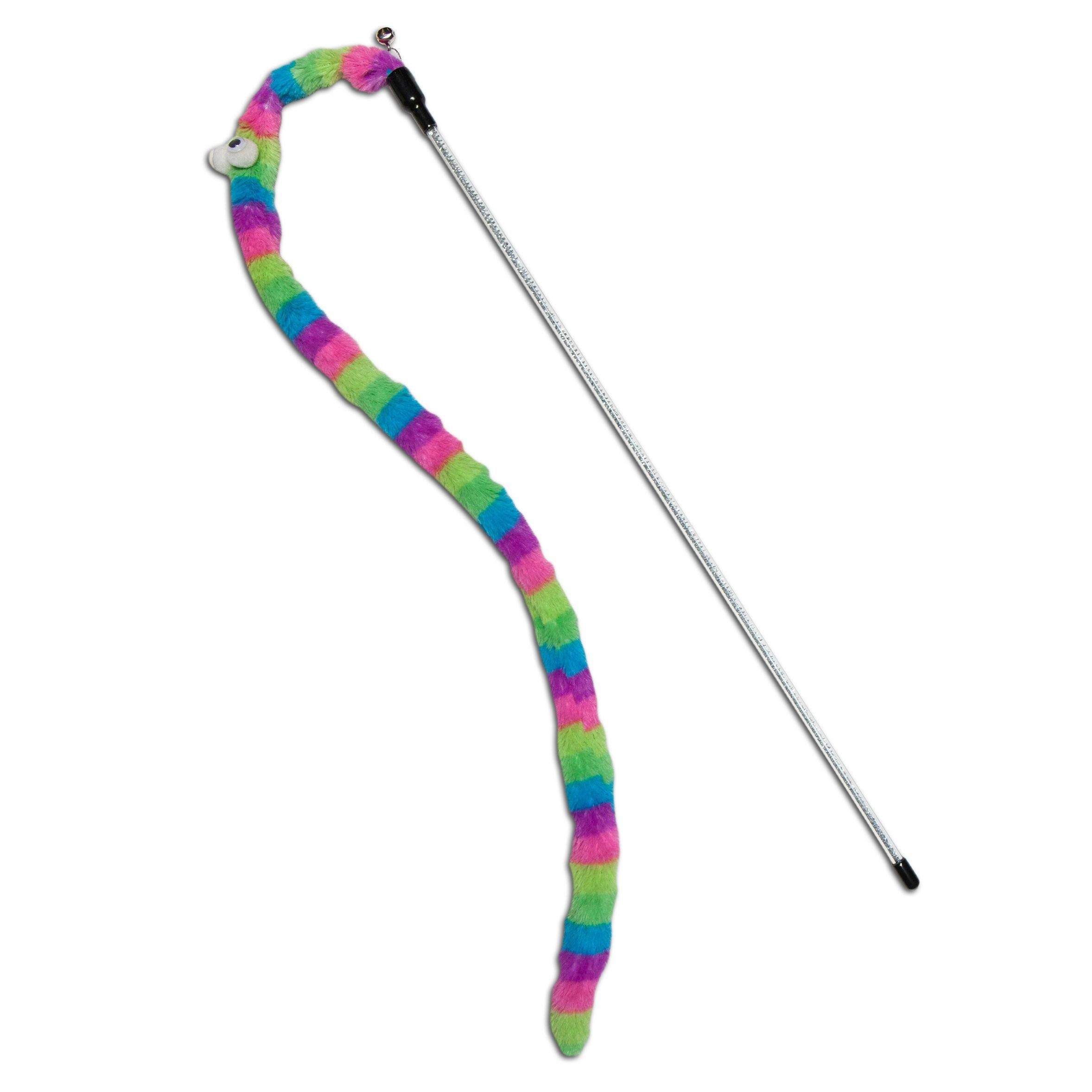 Touchcat Worm-Tail Cat Teaser Wand with Glitter Handle, 18.1"