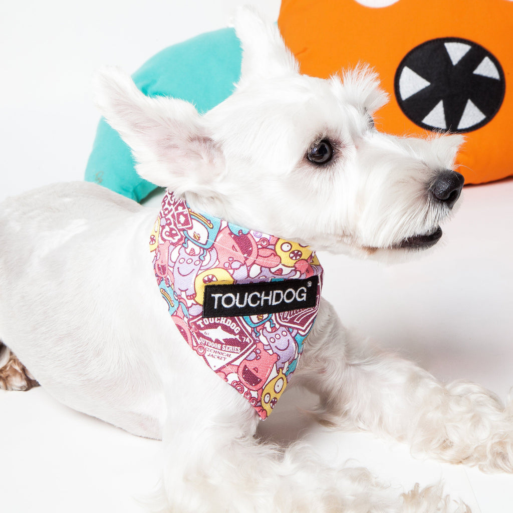 Polka-Dot Hook-and-Loop Dog Bandana, Adjustable Sizes