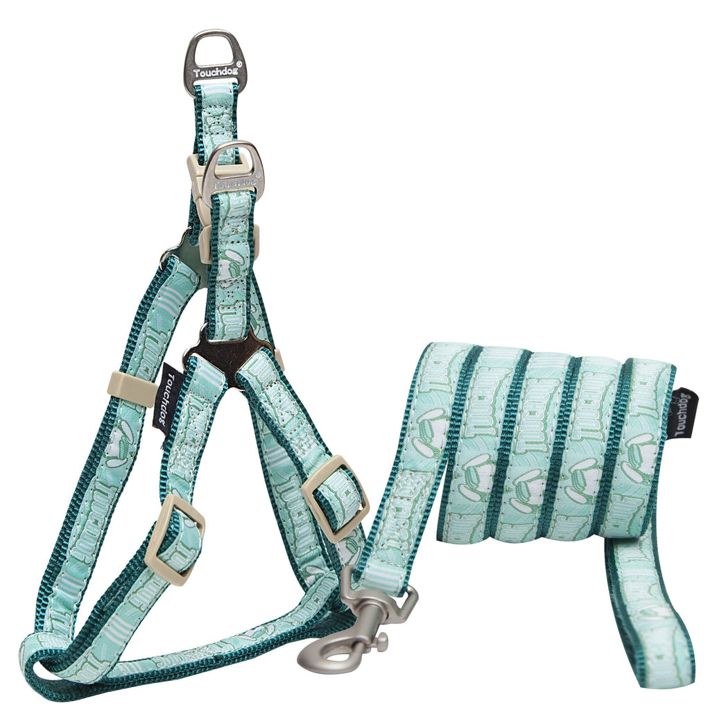 Touchdog Embroidered Harness and Leash Set, Adjustable Sizes