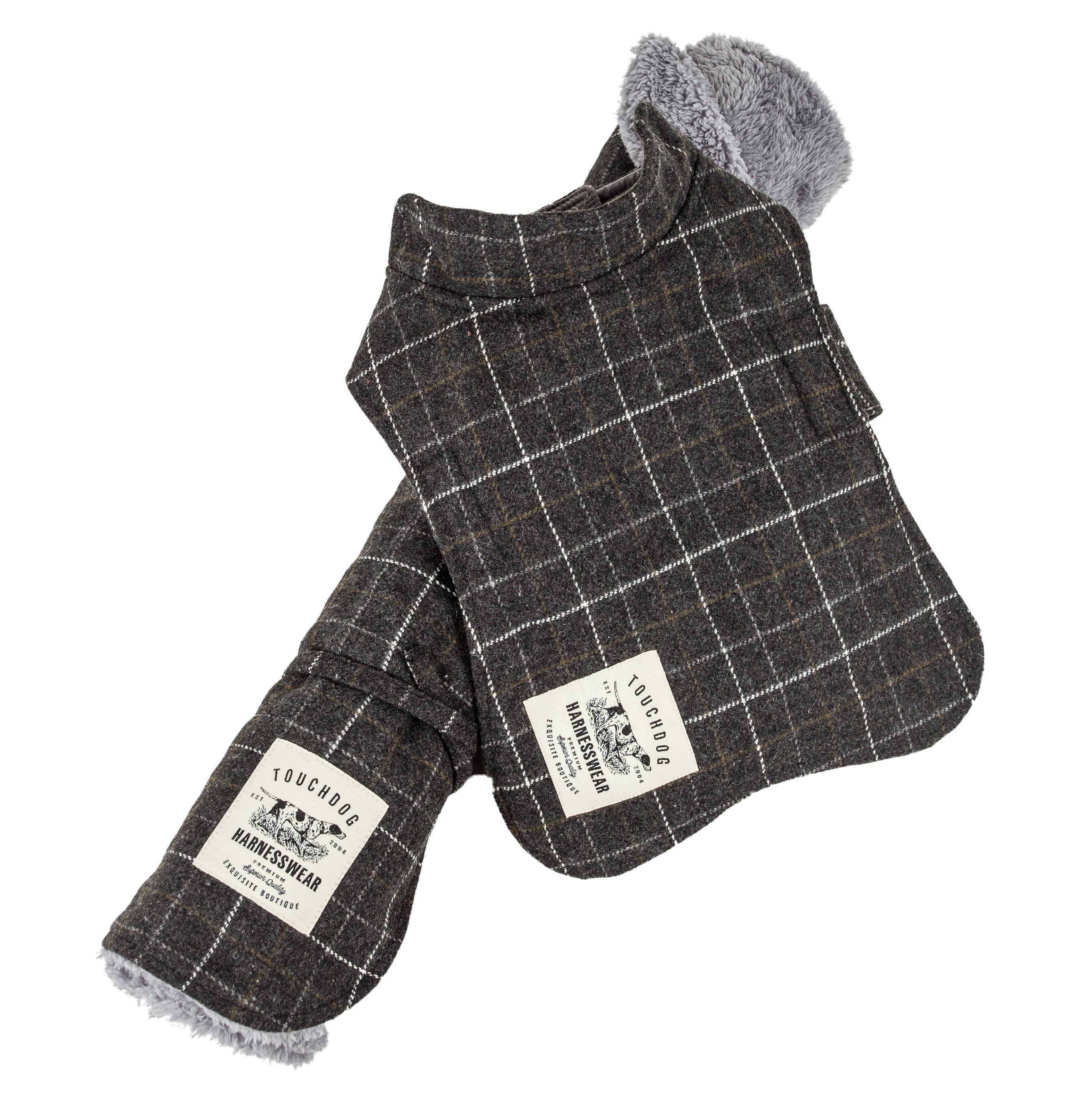 2-in-1 Windowpane Plaid Dog Jacket & Reversible Mat Set