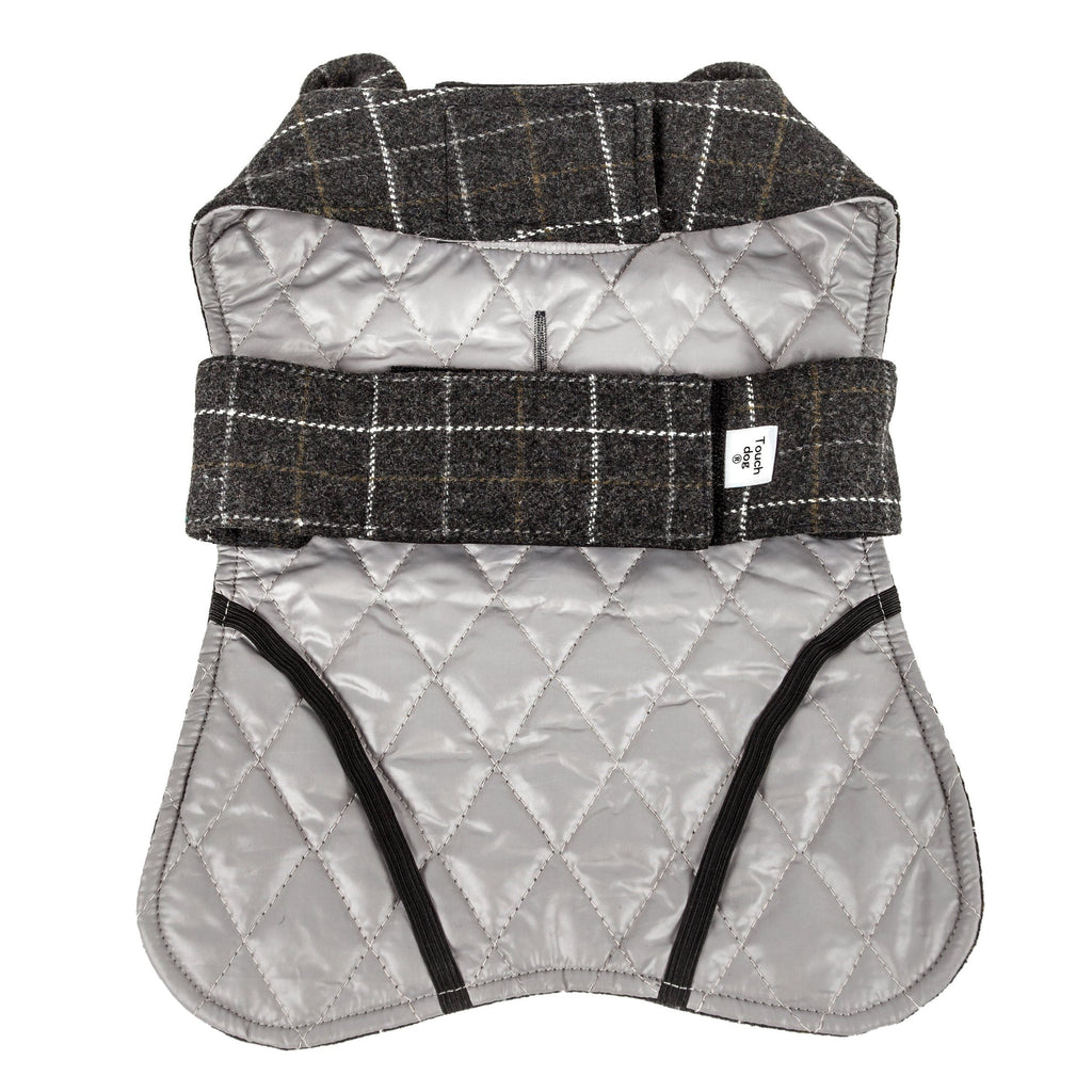 2-in-1 Windowpane Plaid Dog Jacket & Reversible Mat Set