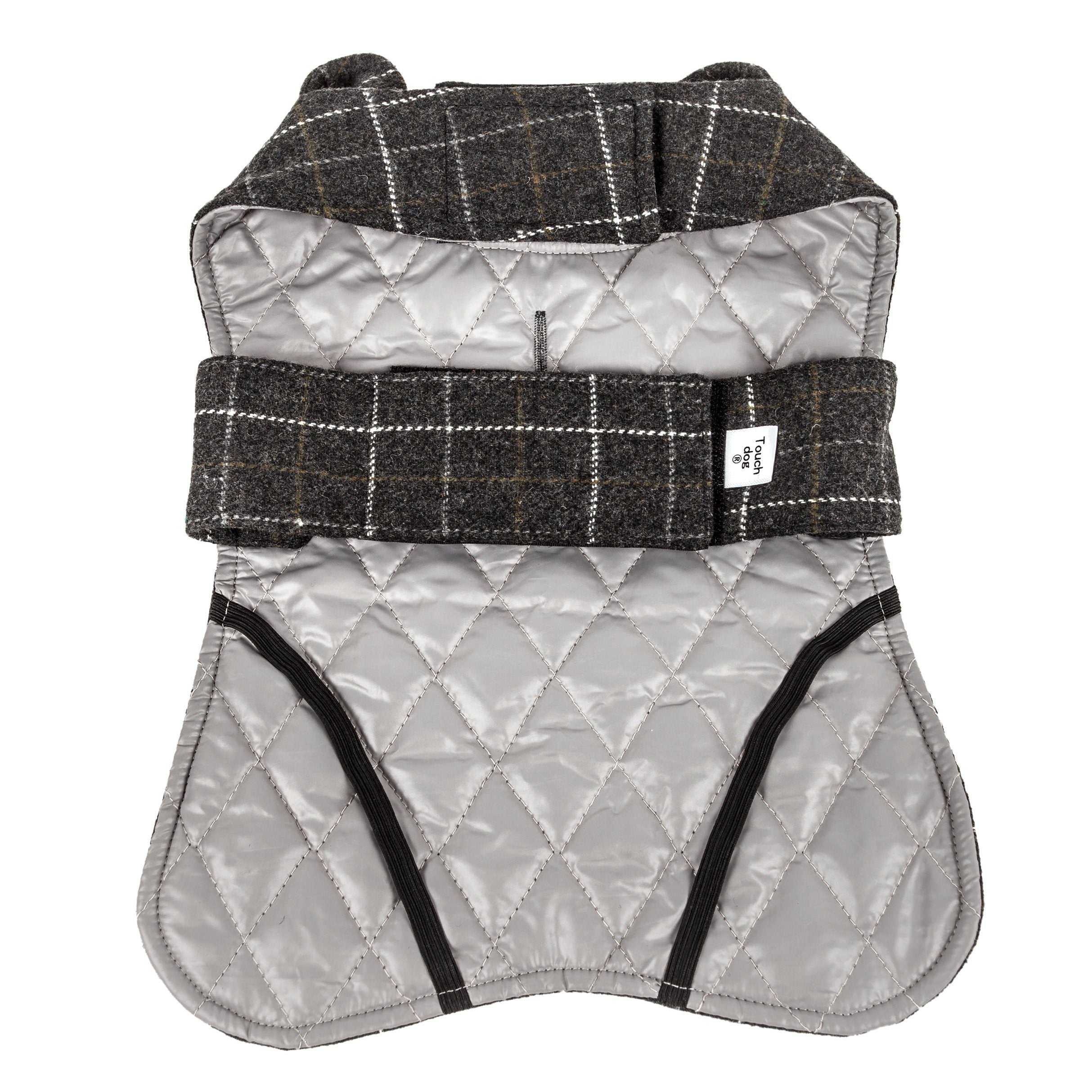 2-in-1 Windowpane Plaid Dog Jacket & Reversible Mat Set