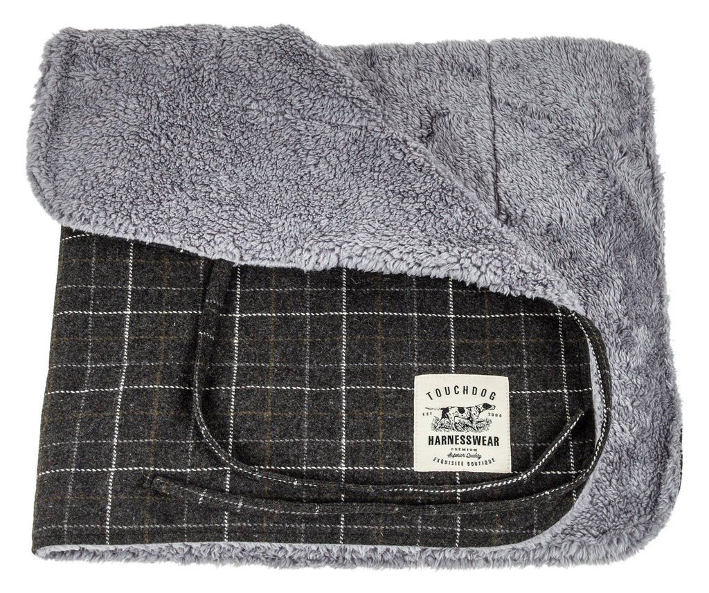 2-in-1 Windowpane Plaid Dog Jacket & Reversible Mat Set